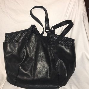 Elliott Lucca Black leather bucket tote - EUC
